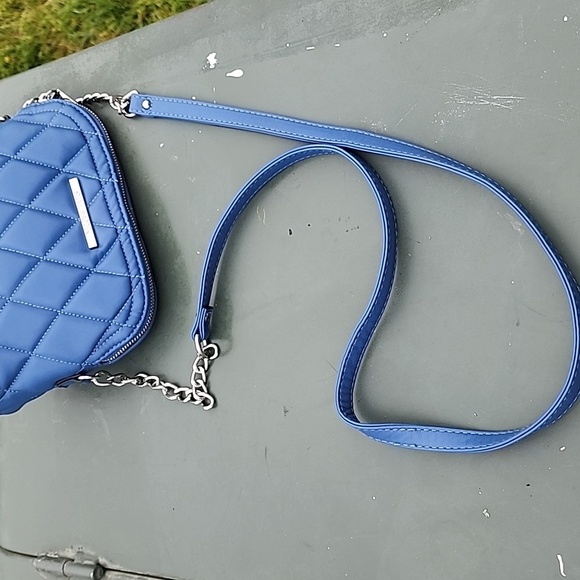 NWOT Steve Madden Designer Quilted Ocean Blue Silver Chain Crossbody Bag Purse - Picture 10 of 12